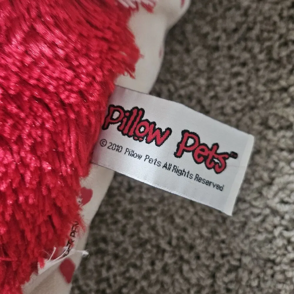 Pillow Pets Valentine Red Plush Fluffy Puppy Dog With Heart Nose Large 2010 19